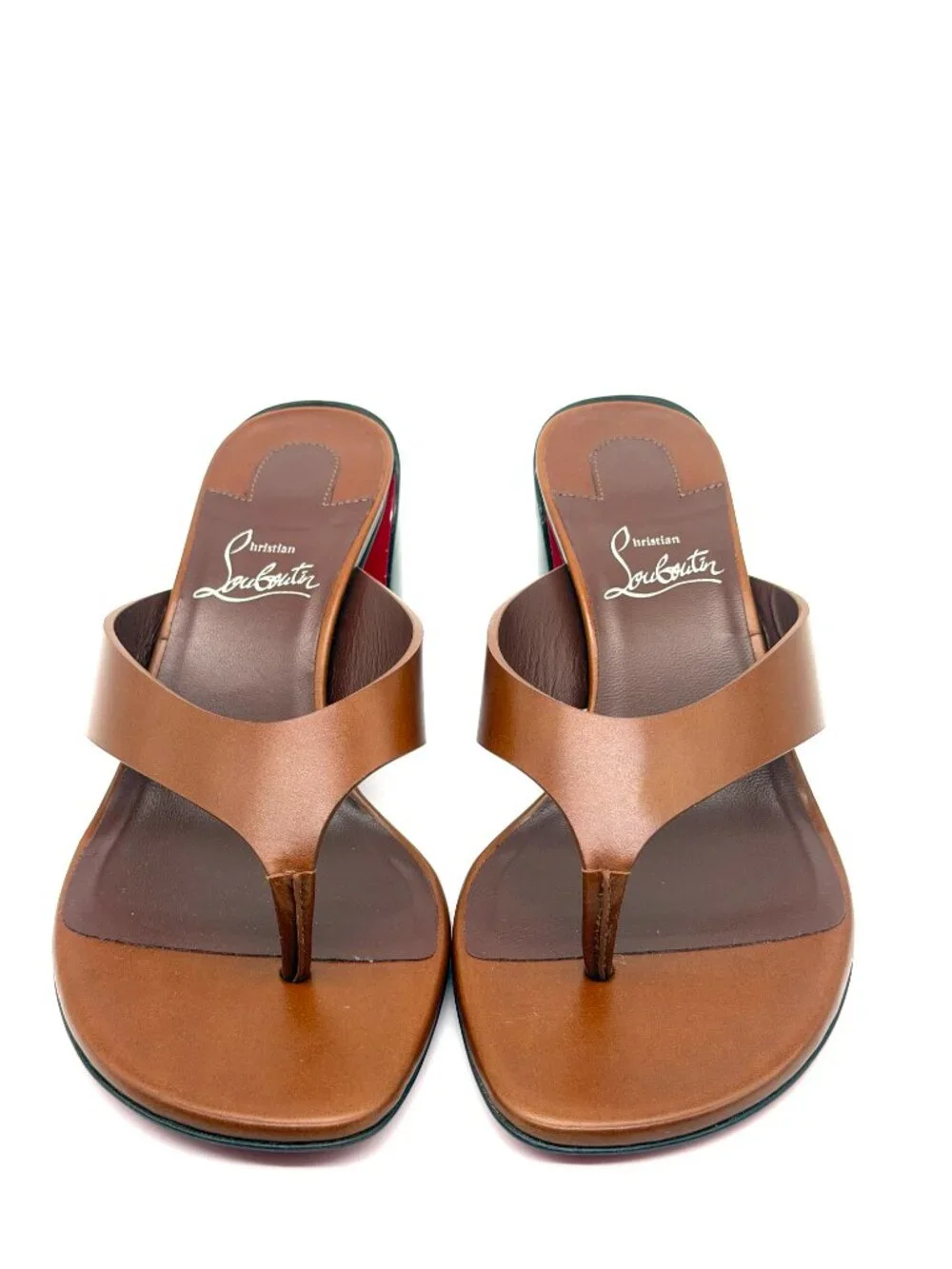 Christian Louboutin JANETONGA 55 Leather Thong Mule Sandals Heels Shoes - Picture 9 of 16